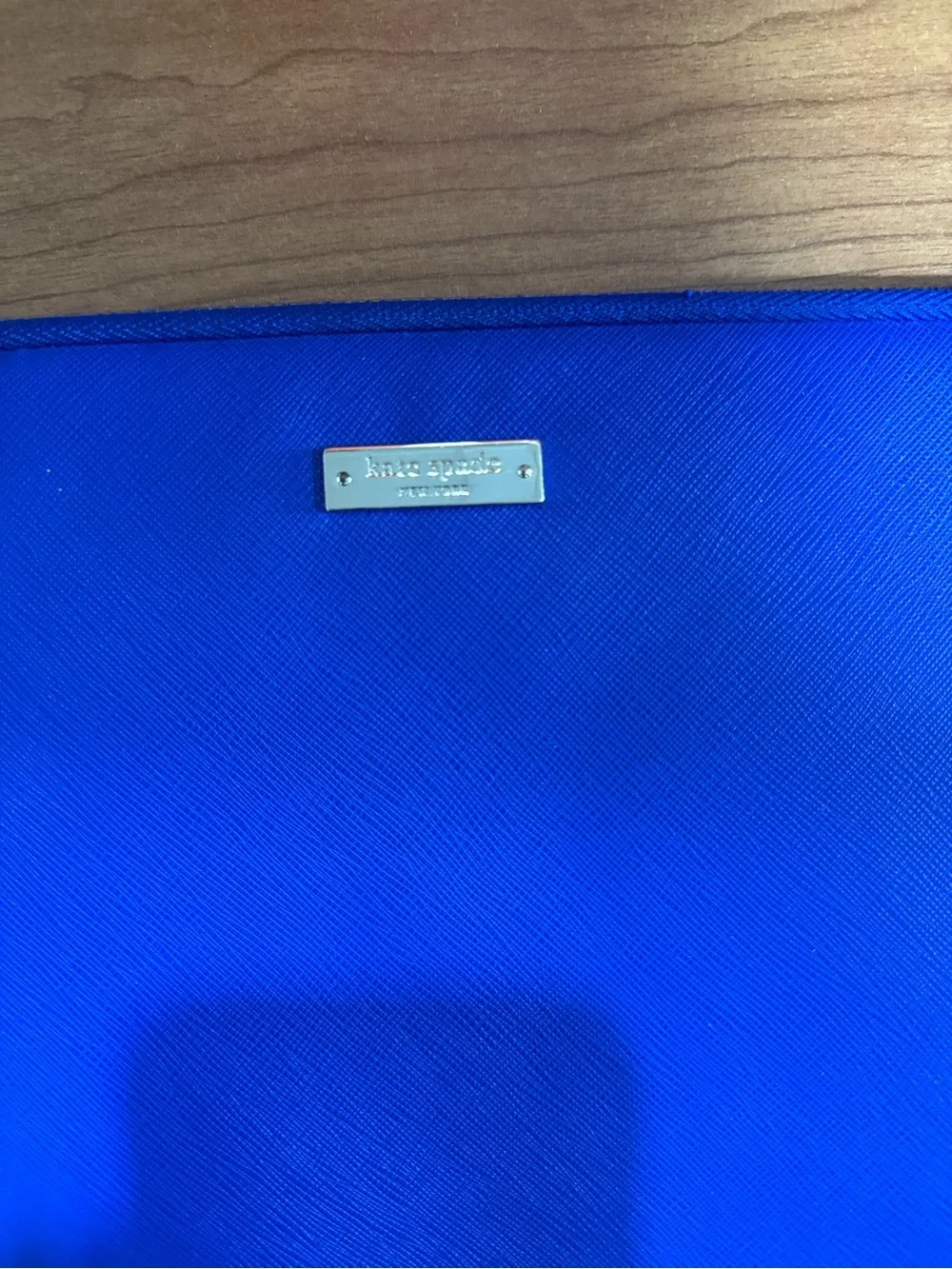kate spade Electric Blue Tablet Sleeve with Gold Logo Plaque